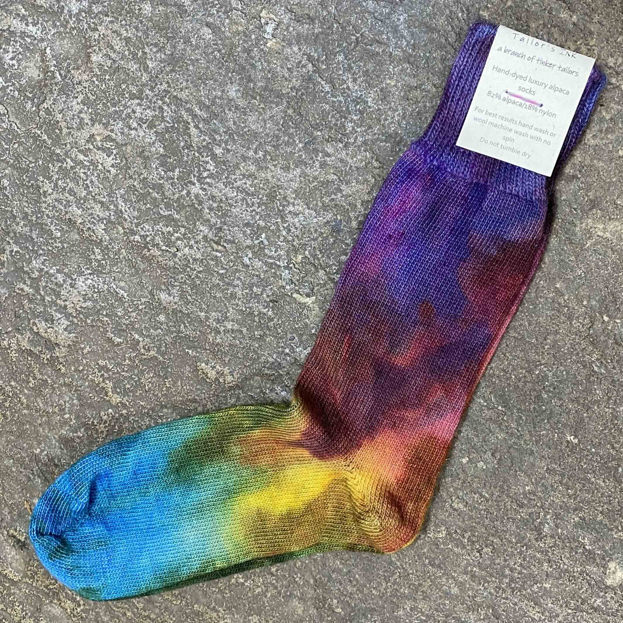 Hand Dyed Alpaca Socks, size 4-7