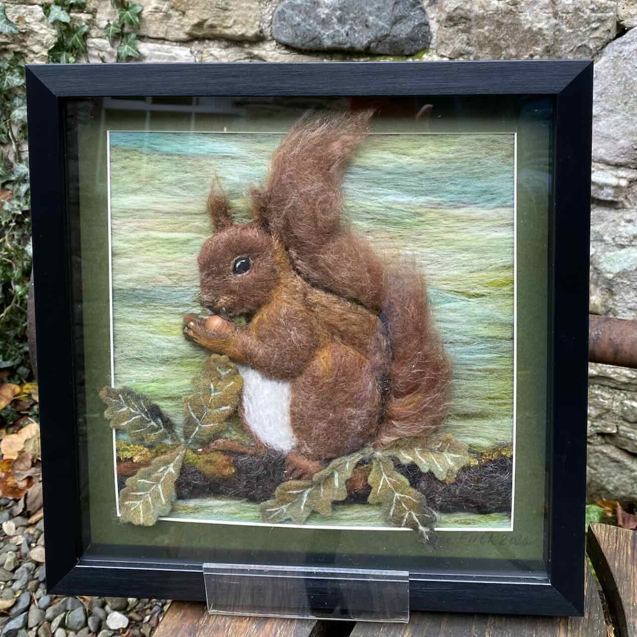 Handfelted Picture - 'Red Squirrel'