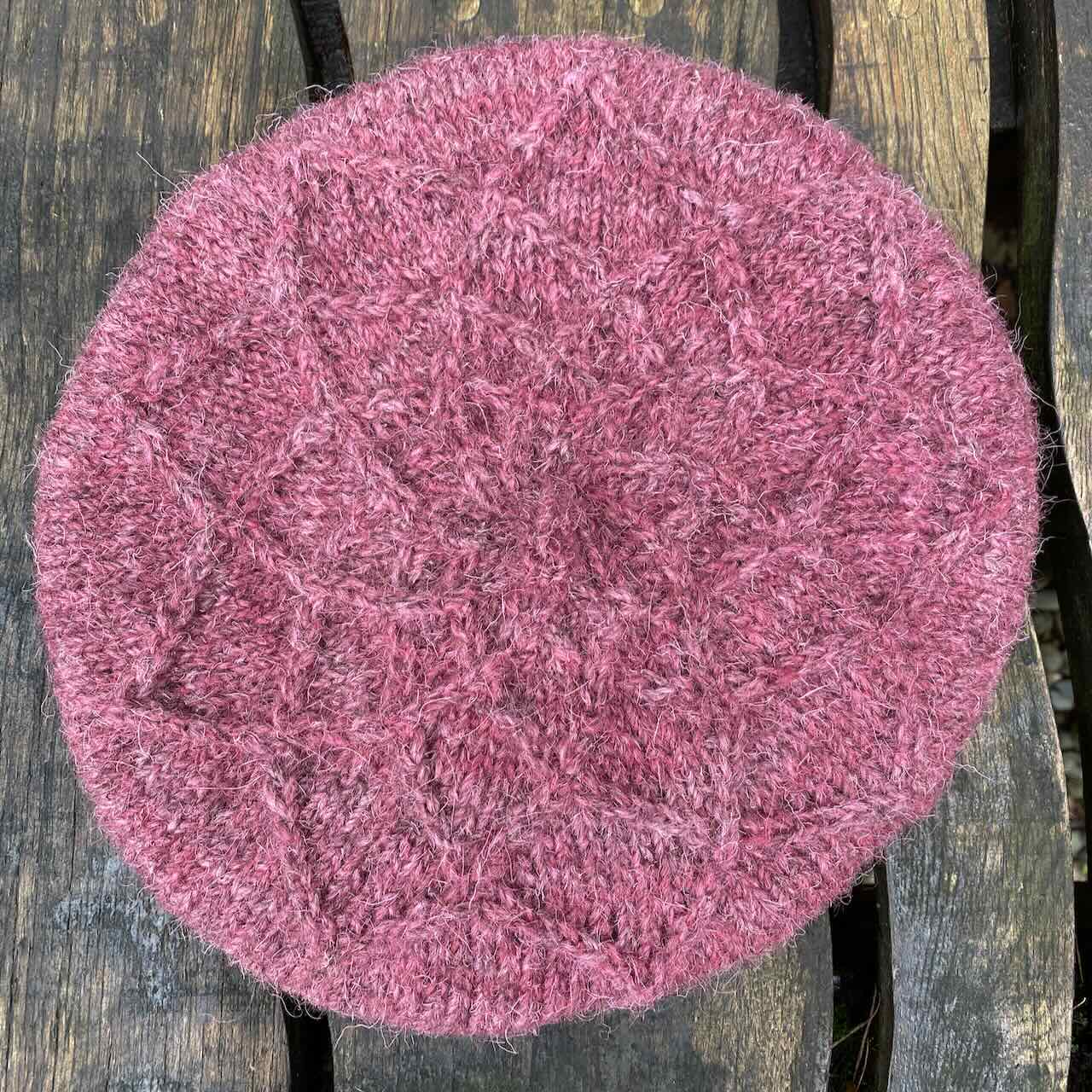 Handknitted 'Cathedral Window' Beret