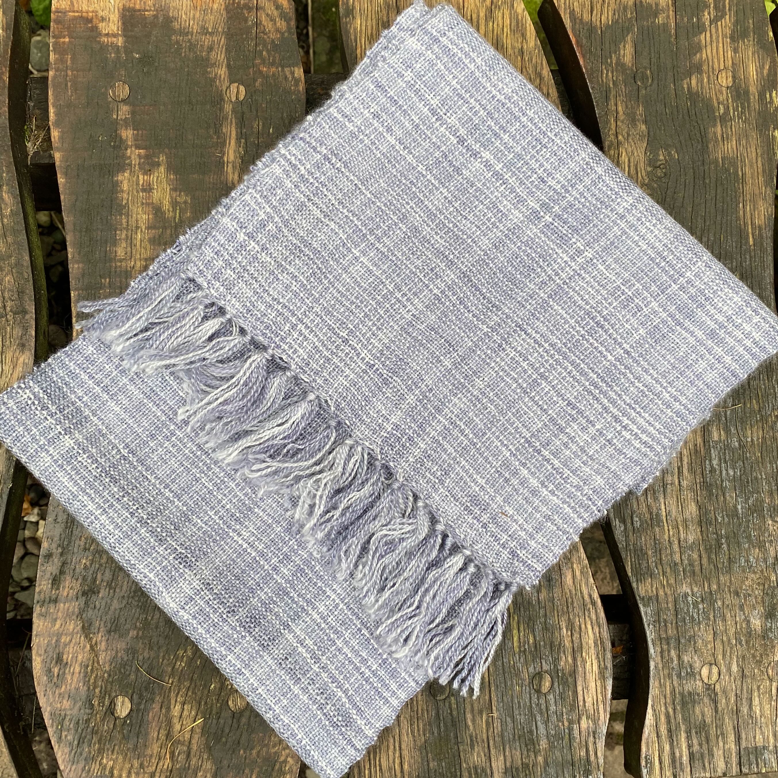 Handwoven BFL/Silk Scarf - Lilac-Grey Shades