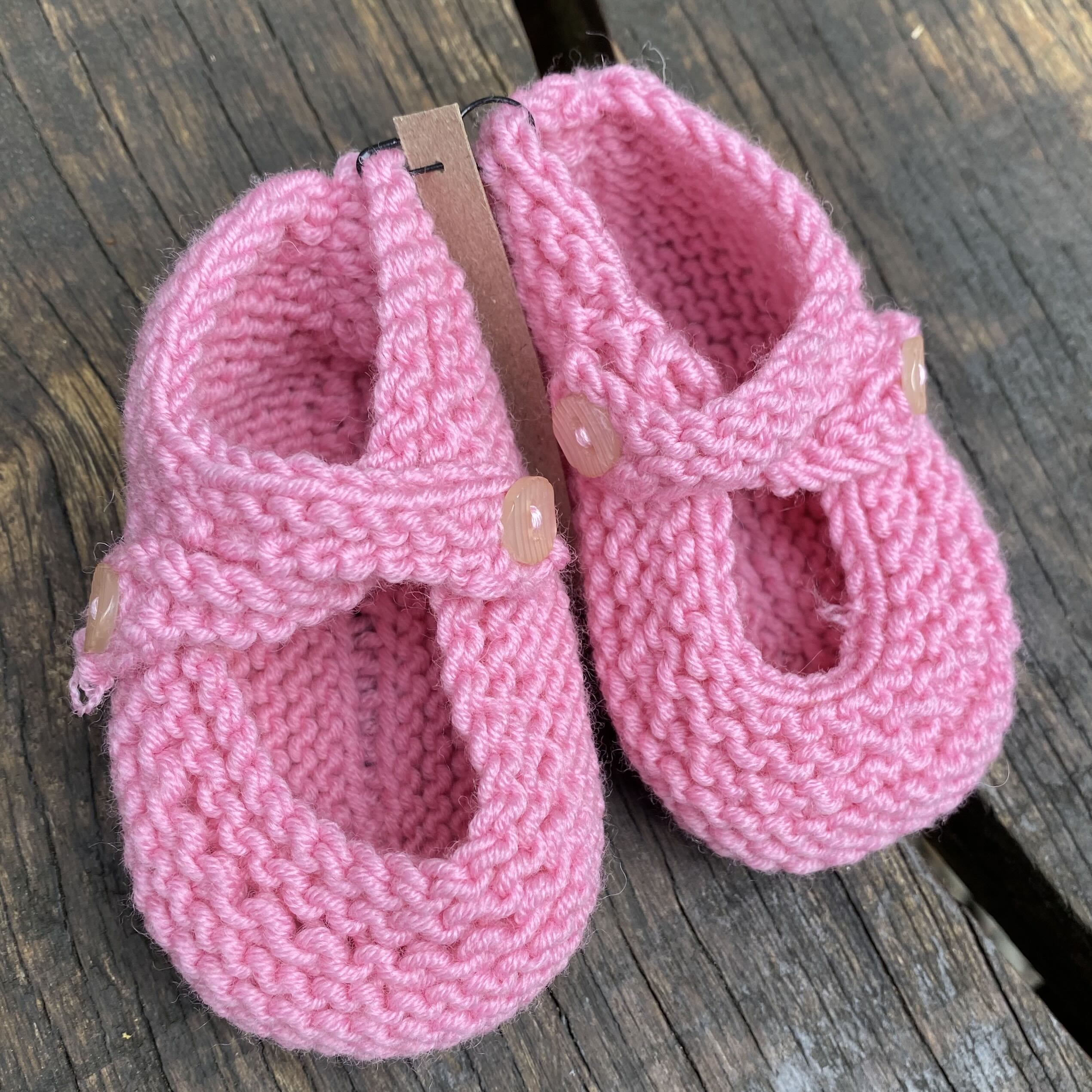 Handknitted Baby Shoes, in Pink