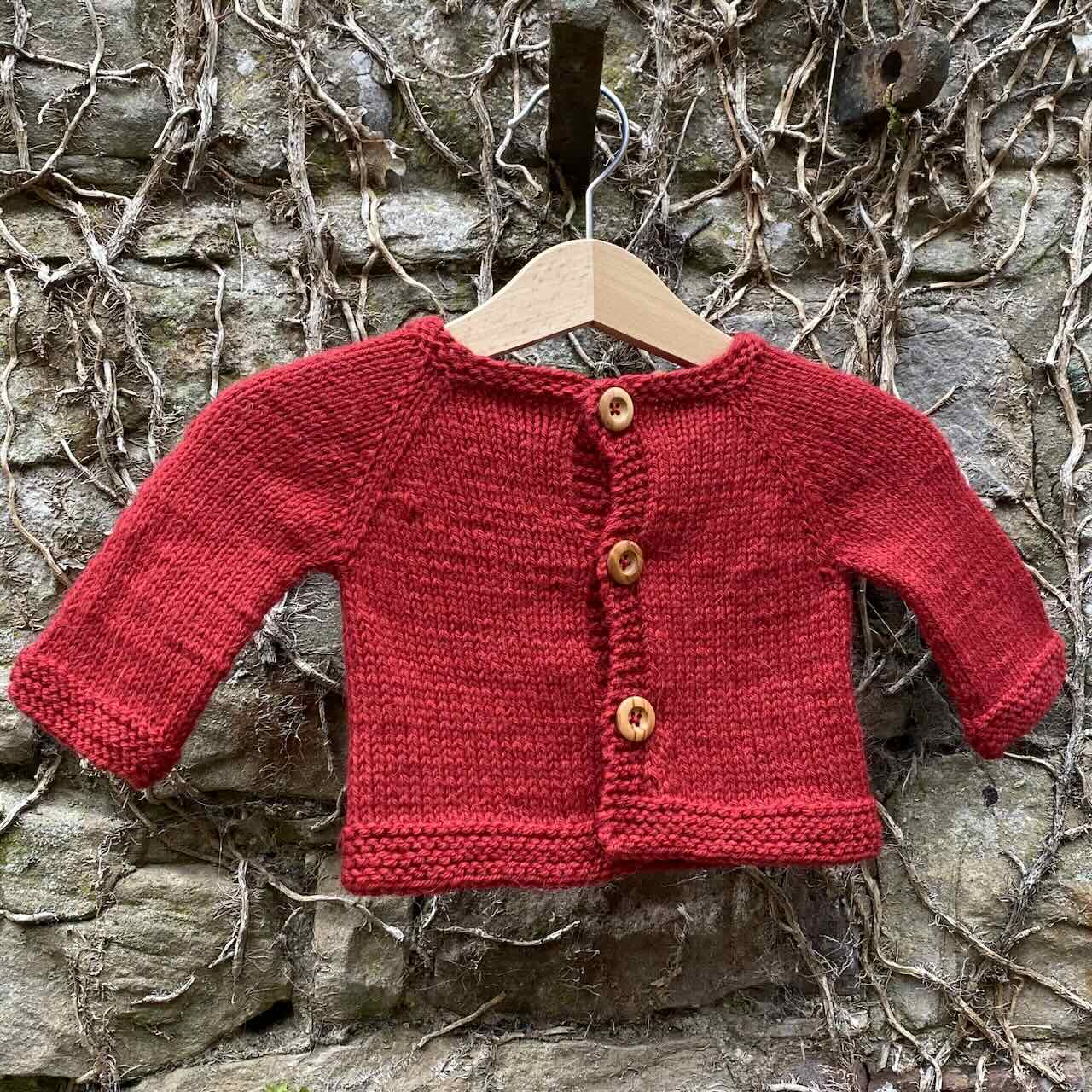 Handknitted Baby Cardi, in Red